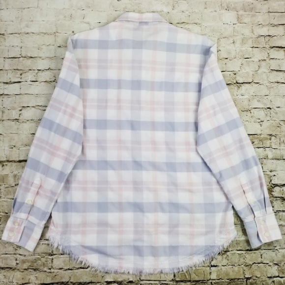 Free People Loveland Plaid Pastel Combo Long Sleeve Button Down Shirt Womens S - Picture 2 of 16